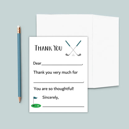 Golf (Blue) - Fill-in Thank You Notes - The Note House