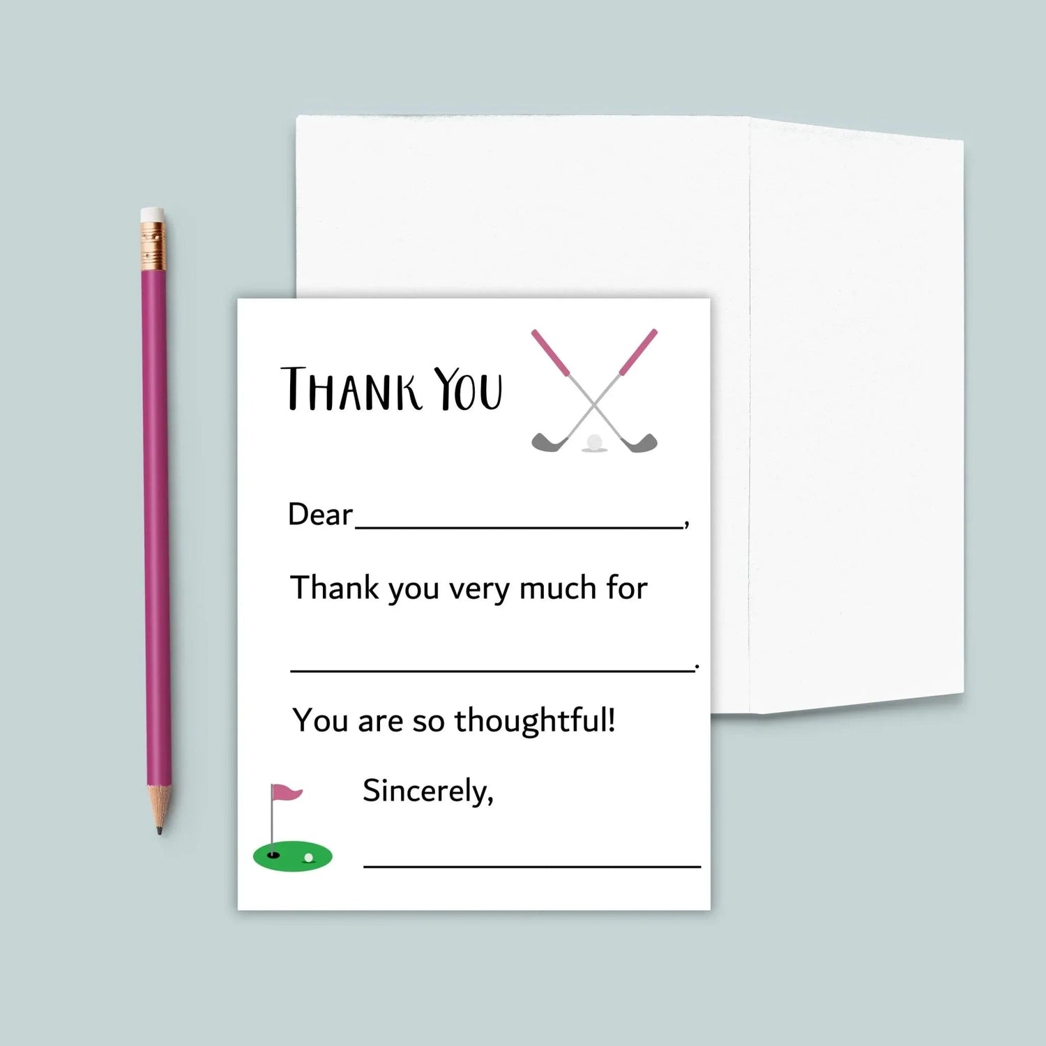 Golf (Pink) - Fill-in Thank You Notes - The Note House