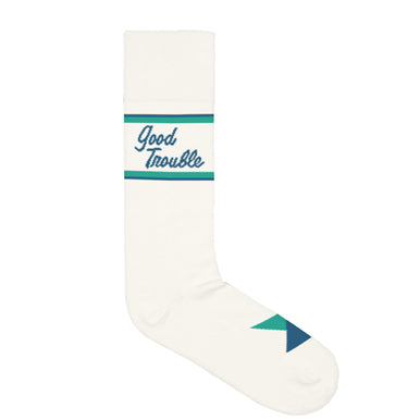 Democracy Forward "Good Trouble" White/Cream Crew Sock