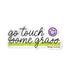 Go Touch Some Grass illustrated hand lettered vinyl sticker — hand drawn grass and smile by MangoIllustrated