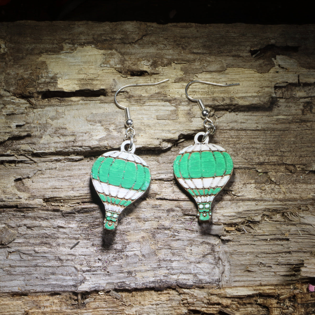 Hot Air Balloon Wooden Dangle Earrings | Travel Jewelry