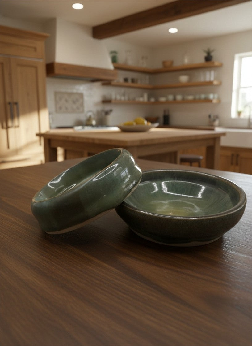 Handmade Ceramic Trinket Dish - Green Dream