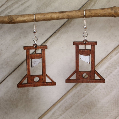 Guillotine Wooden Dangle Earrings - - Cate&