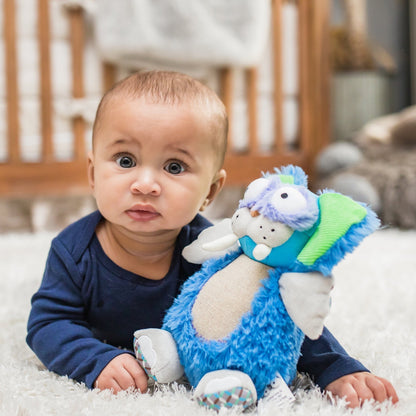 Gus the Toothy Tusked Rus Inklings Baby plush toy – neon blue green purple sensory stuffed animal with crinkle ears for newborns - cute baby