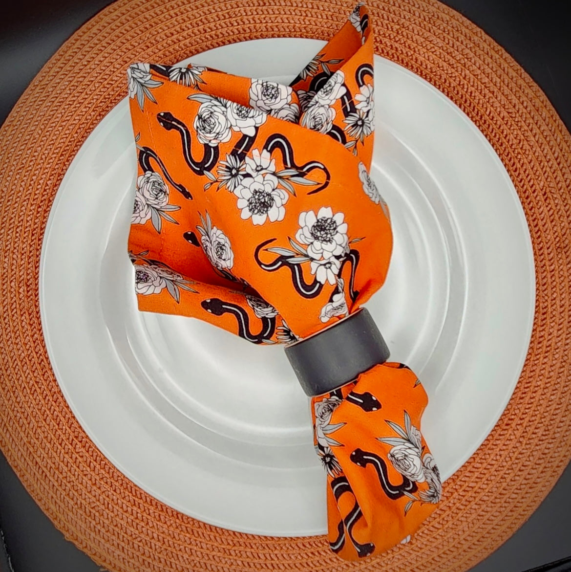 100% Cotton Napkins - Set of 2 -  Halloween Snakes