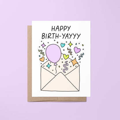Happy Birth - yayyy birthday card - MangoIllustrated - Greeting Cards