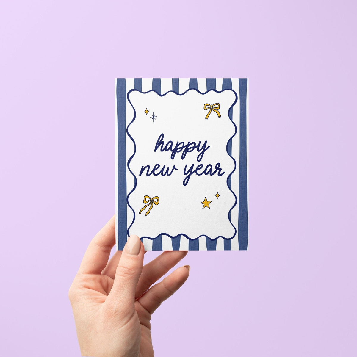 Happy New Year Greeting Card with A2 kraft envelope — festive celebration card for the new year by indie artist MangoIllustrated