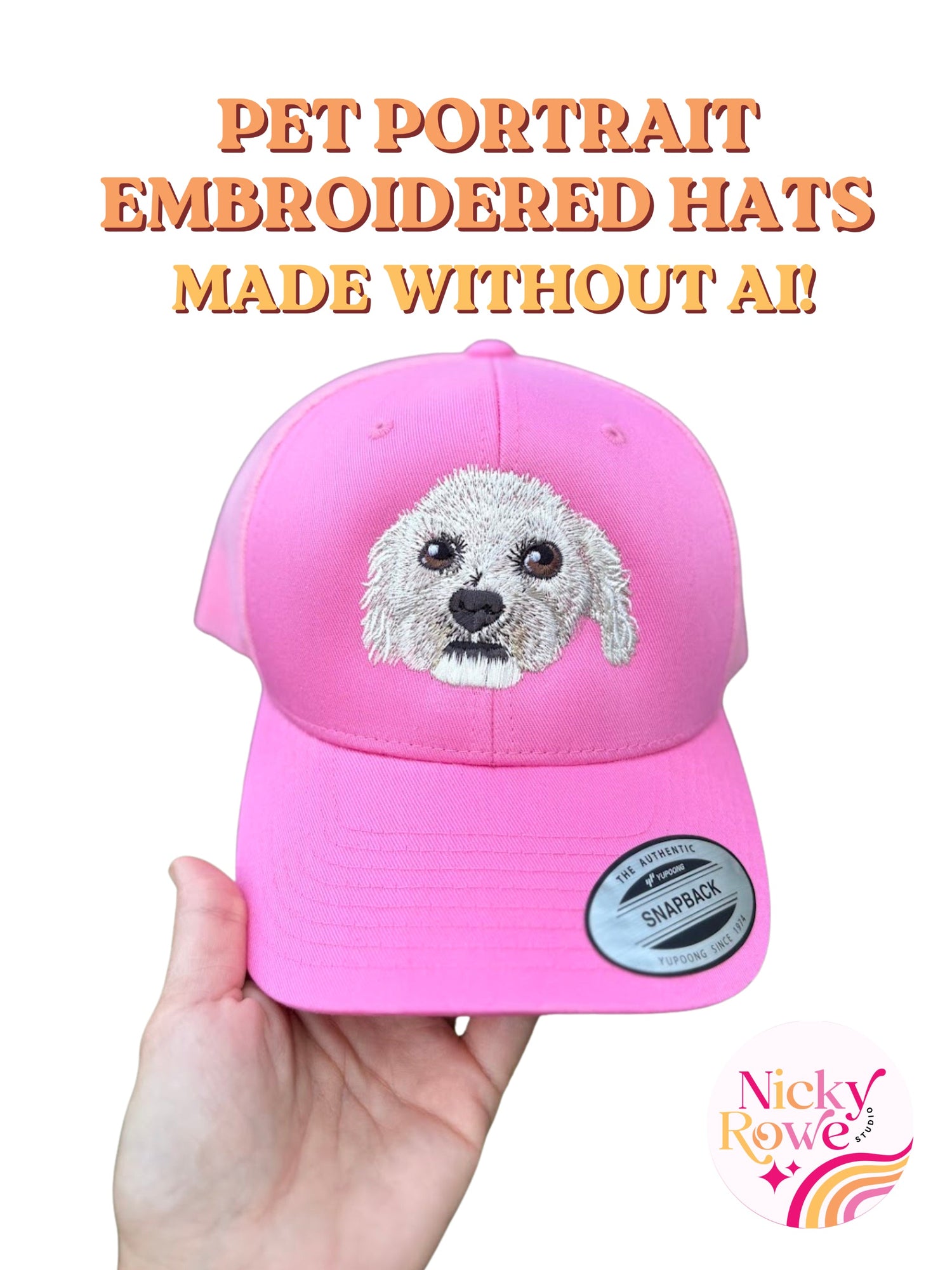 Custom Embroidered Pet Portrait Hat - Trucker Hat Style