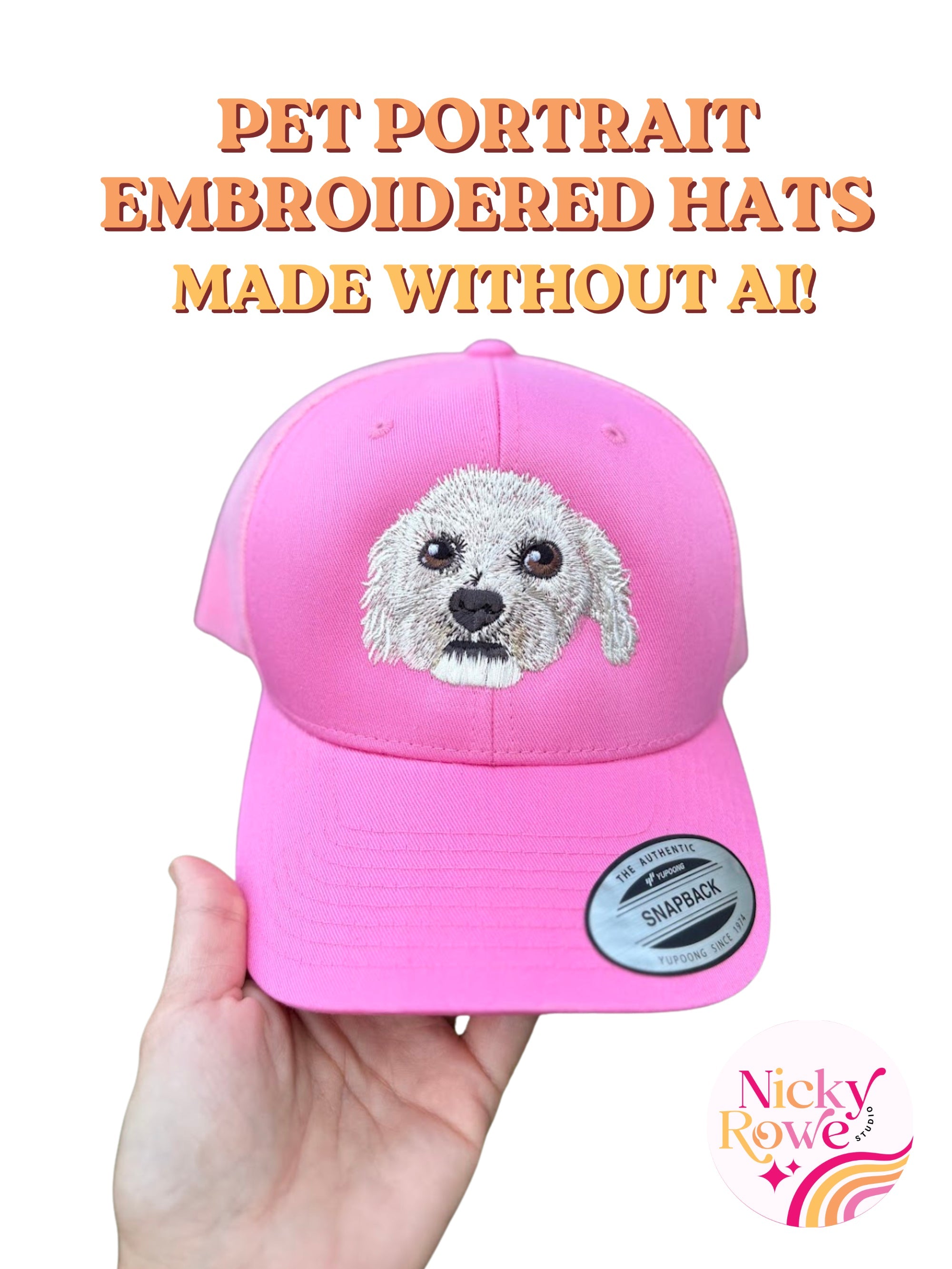 Custom Embroidered Pet Portrait Hat - Trucker Hat Style