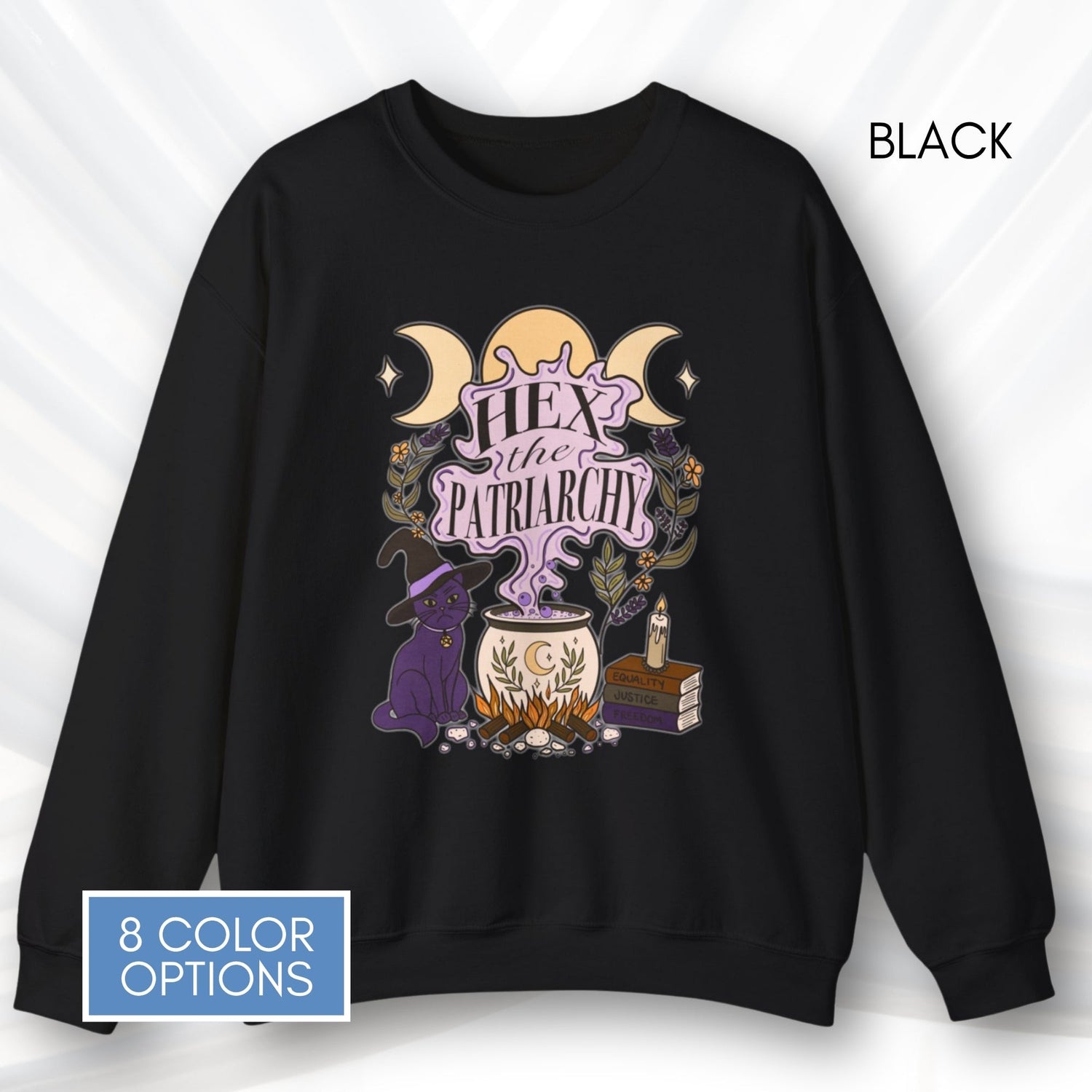 hex-the-patriarchy-witchy-feminist-sweatshirt-halloween-activism-crewneck-sweater-hand-drawn-art-black