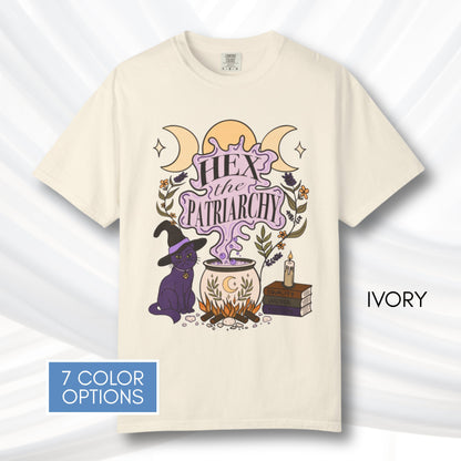hex-the-patriarchy-witchy-feminist-tshirt-halloween-activist-graphic-tee-hand-drawn-art-ivory