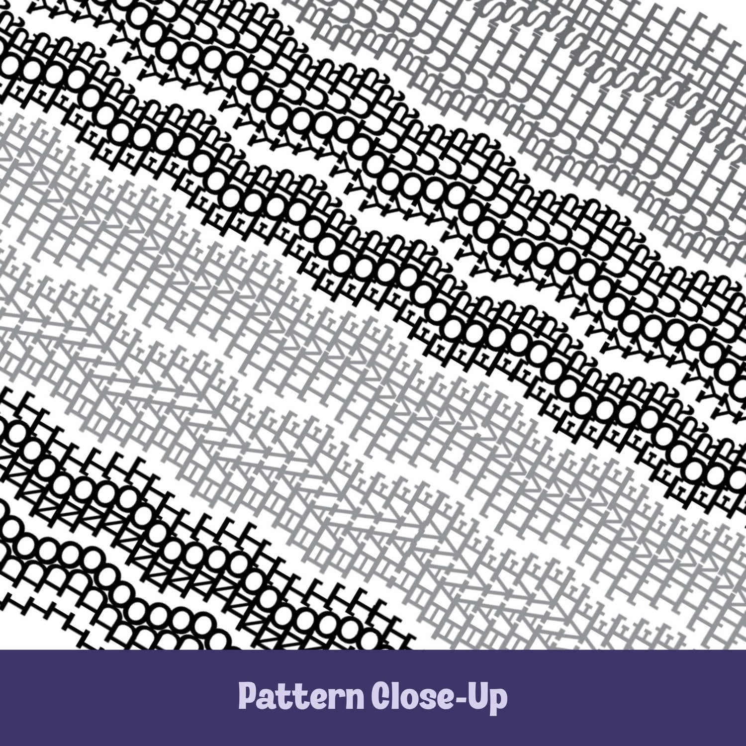 Close-up of gray and charcoal embroidery stitch pattern on hidden message mug showing alternating light and dark bands