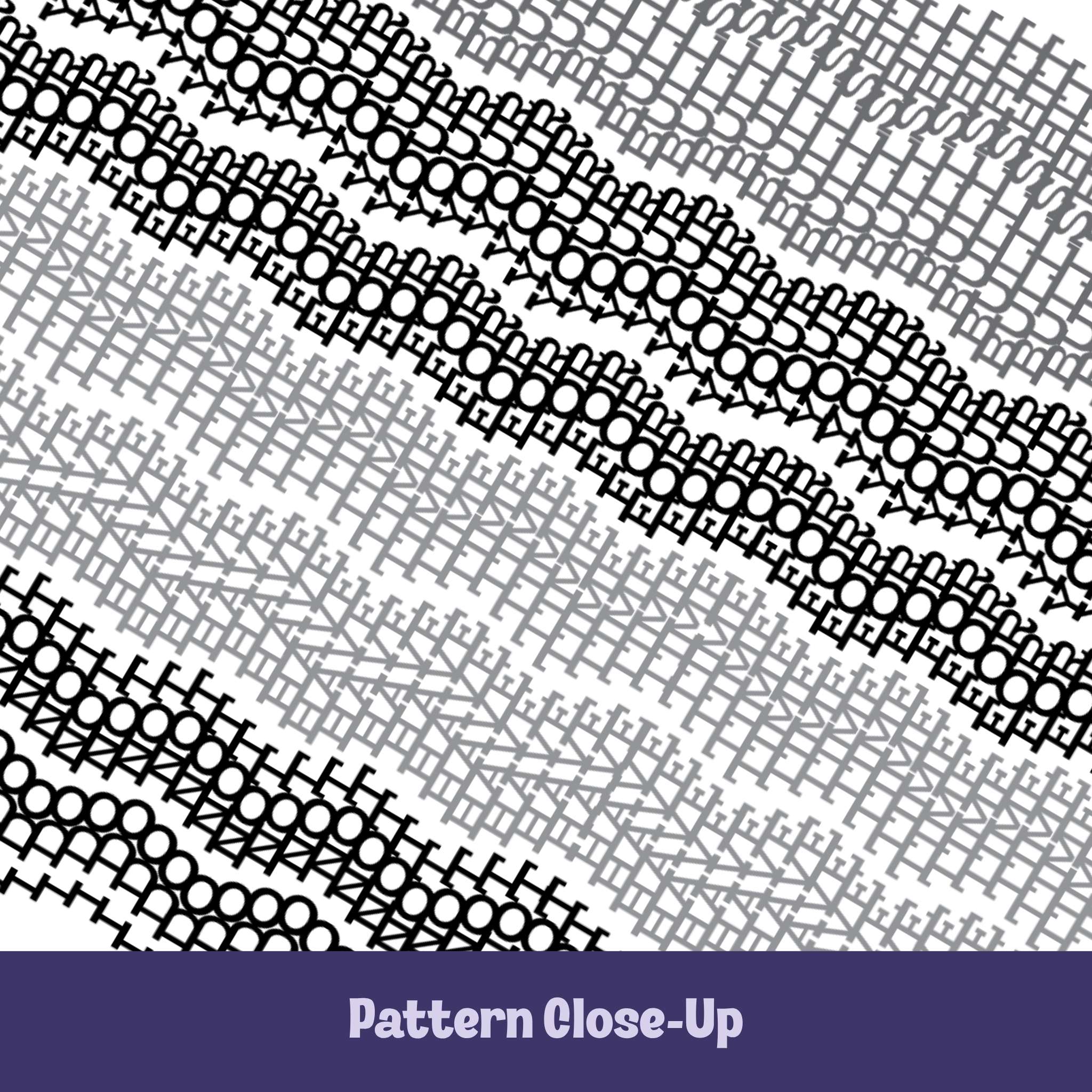 Close-up of gray and charcoal embroidery stitch pattern on hidden message mug showing alternating light and dark bands