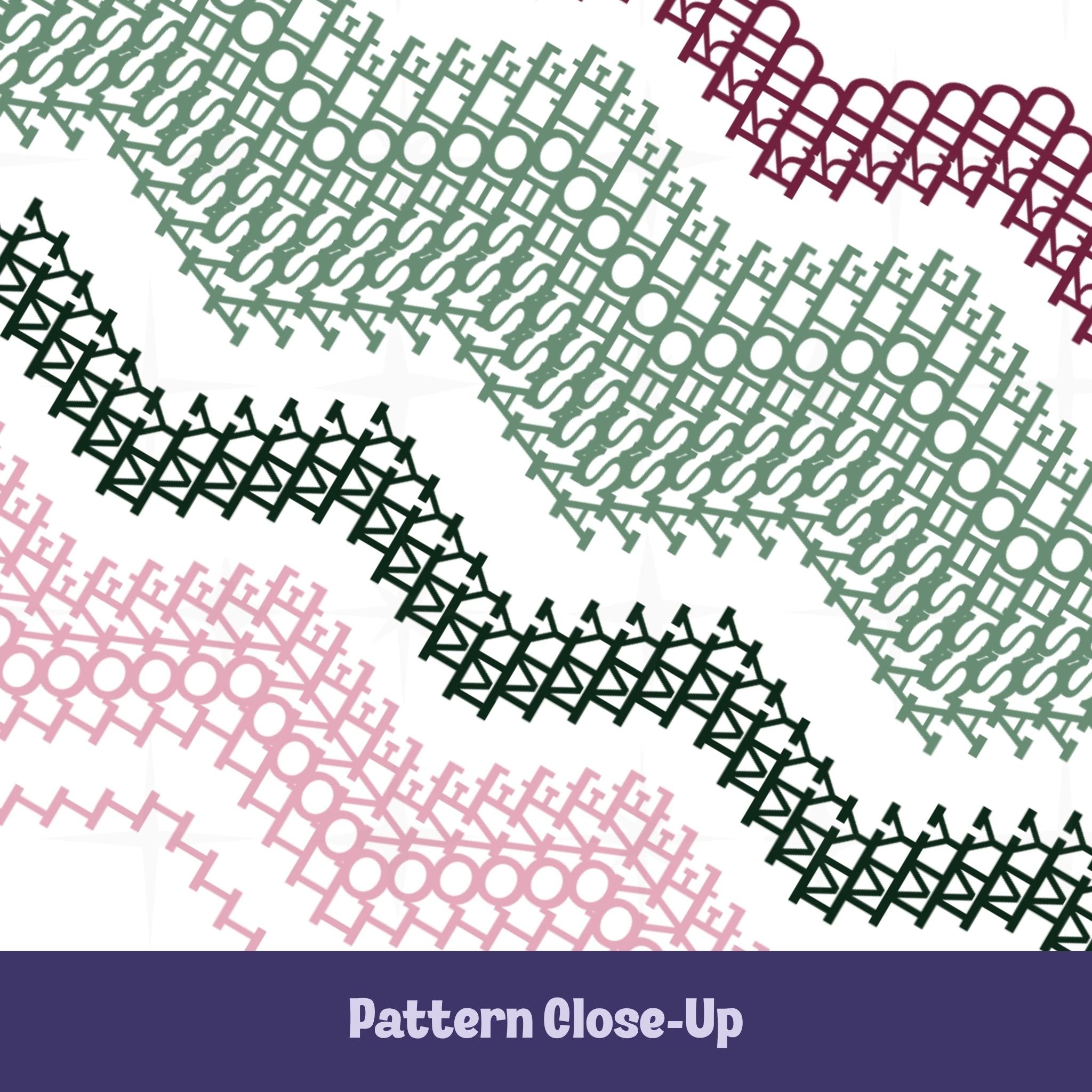 Close-up of the Preppy Stripes pattern on the I Love My Asshole Kid tumbler — sage green and burgundy embroidery-style letterforms visible in the chevron bands