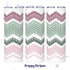 Three side-by-side views of the Preppy Stripes colorway hidden message tumbler — burgundy, sage green, forest green, and blush pink embroidery stripe chevron pattern on white stainless steel body