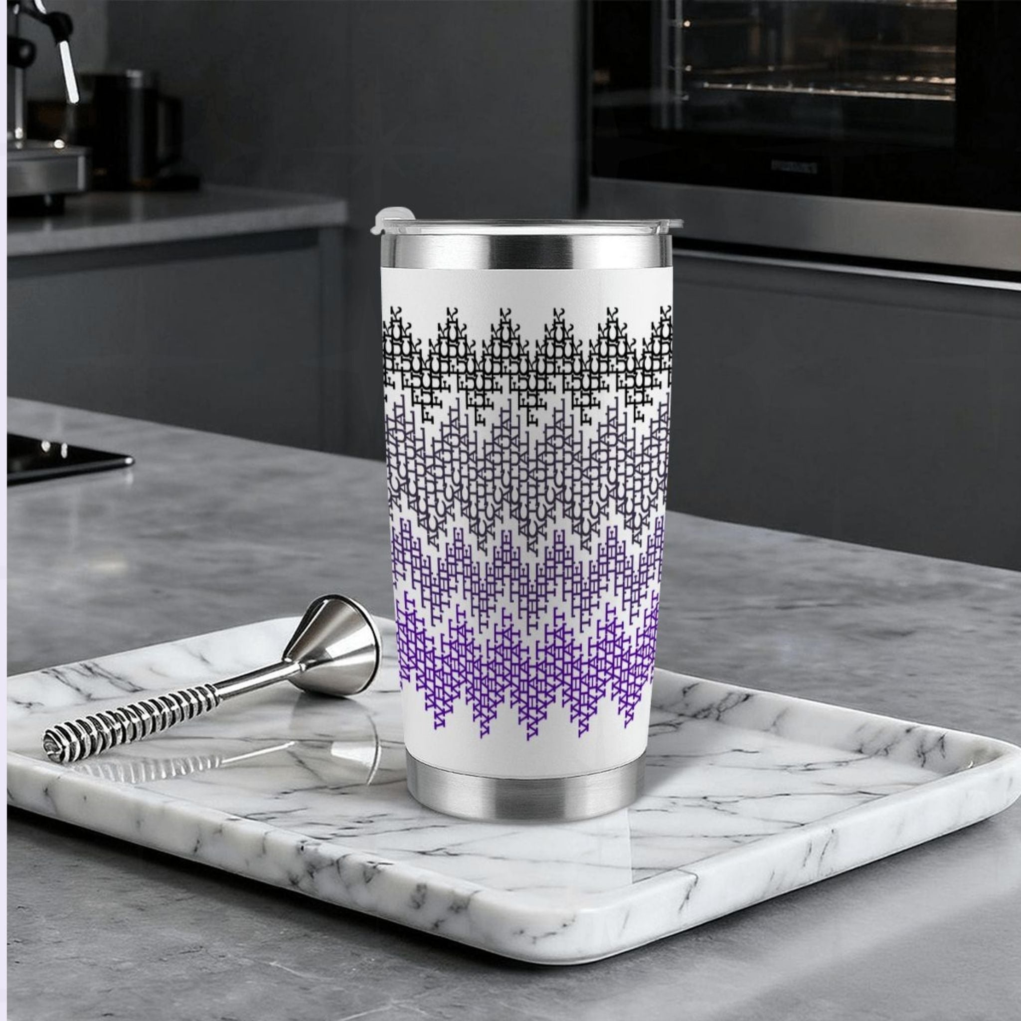 hidden-profanity-tumbler-lifestyle-kitchen-marble-purple.jpg
Purple ombre hidden profanity tumbler on marble tray in modern kitchen with stainless steel straw, fair isle swear word pattern visible

