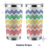 Hidden profanity tumbler rainbow stripes colorway front and back view showing full 360 degree cross stitch chevron wrap