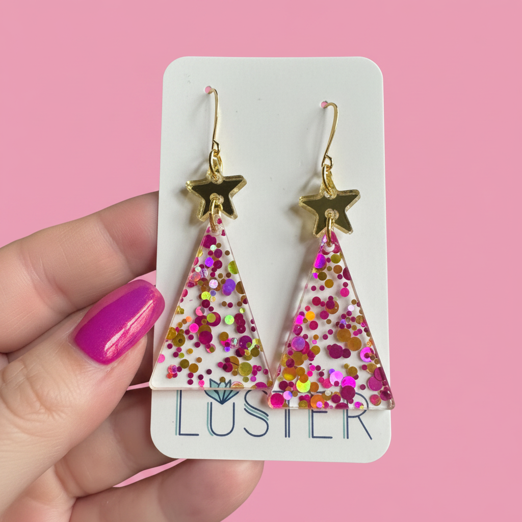 Holiday Pink Confetti Earrings