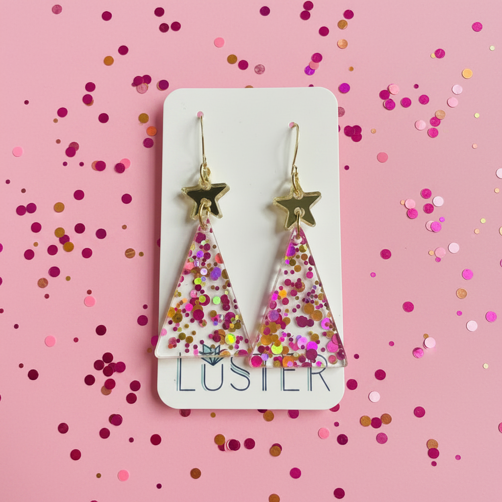 Holiday Pink Confetti Earrings