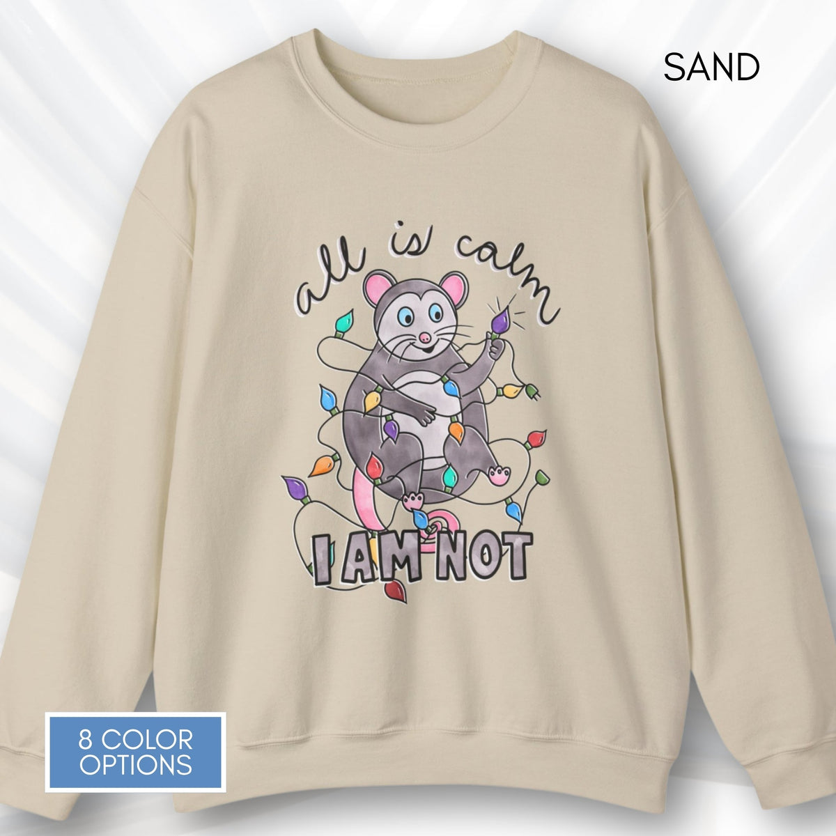 holiday-chaos-unisex-crewneck-christmas-possum-sweatshirt-funny-mom-apparel-sand