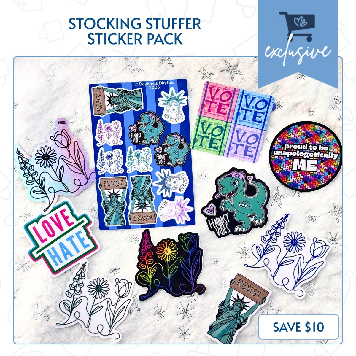 holiday-resistance-stocking-stuffer-sticker-pack-indoor-outdoor-vinyl-decal-set-little-blue-market-exclusive