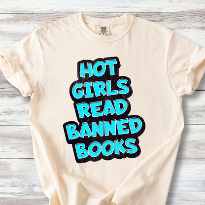 Hot Girls Read Banned Books Shirt, Librarian Gift, Book Lover Shirt, Freedom to Read V-Neck