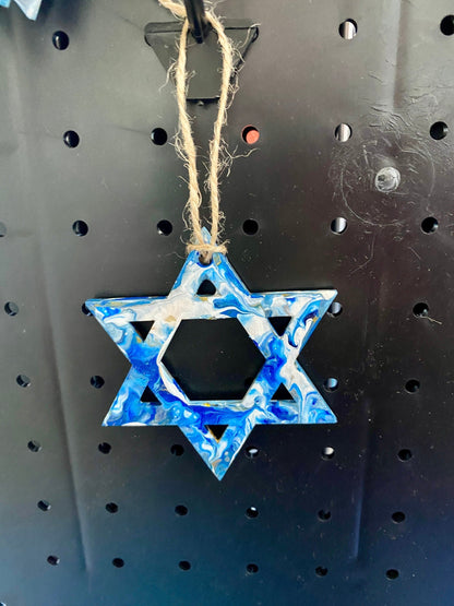 Painted Wooden Jewish Star decorations