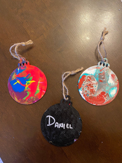Neon Rainbow Painted Wooden Ornaments