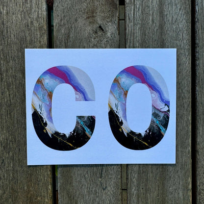 Colorado Abbreviation Postcard - CO -  4.25"x5.5" - Rainbow