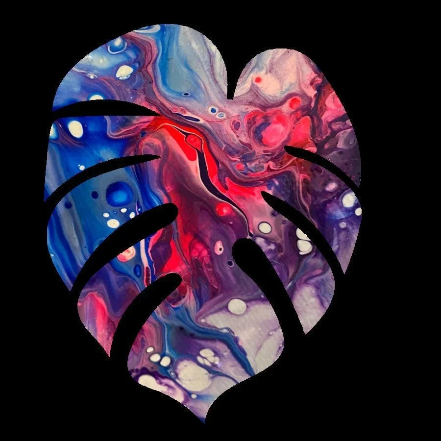 Monstera Sticker - 3″ - Blue, Purple and Pink - Vinyl
