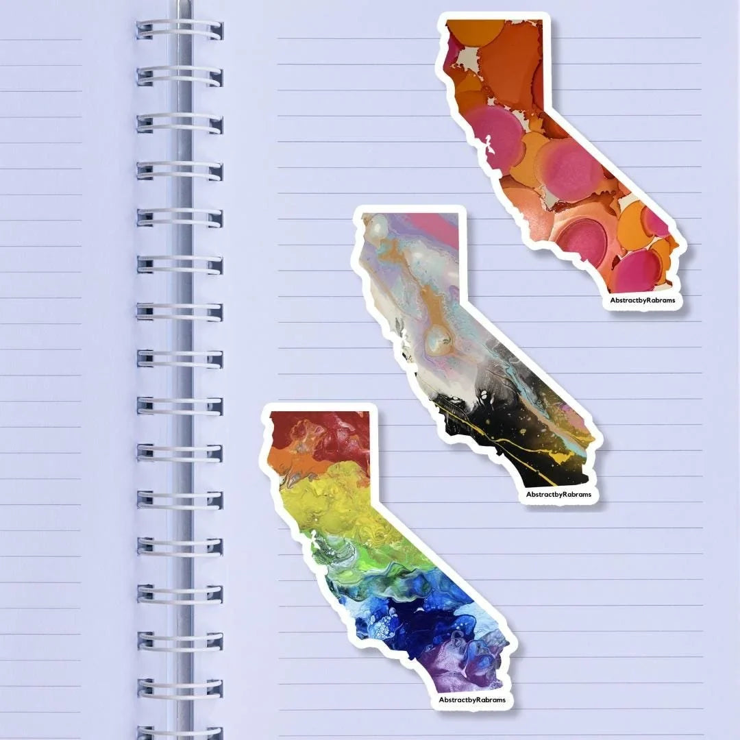California State Sticker - 3” x 2.5" - Polypropylene - Rainbow - Sunset - Trans - LGBTQ+