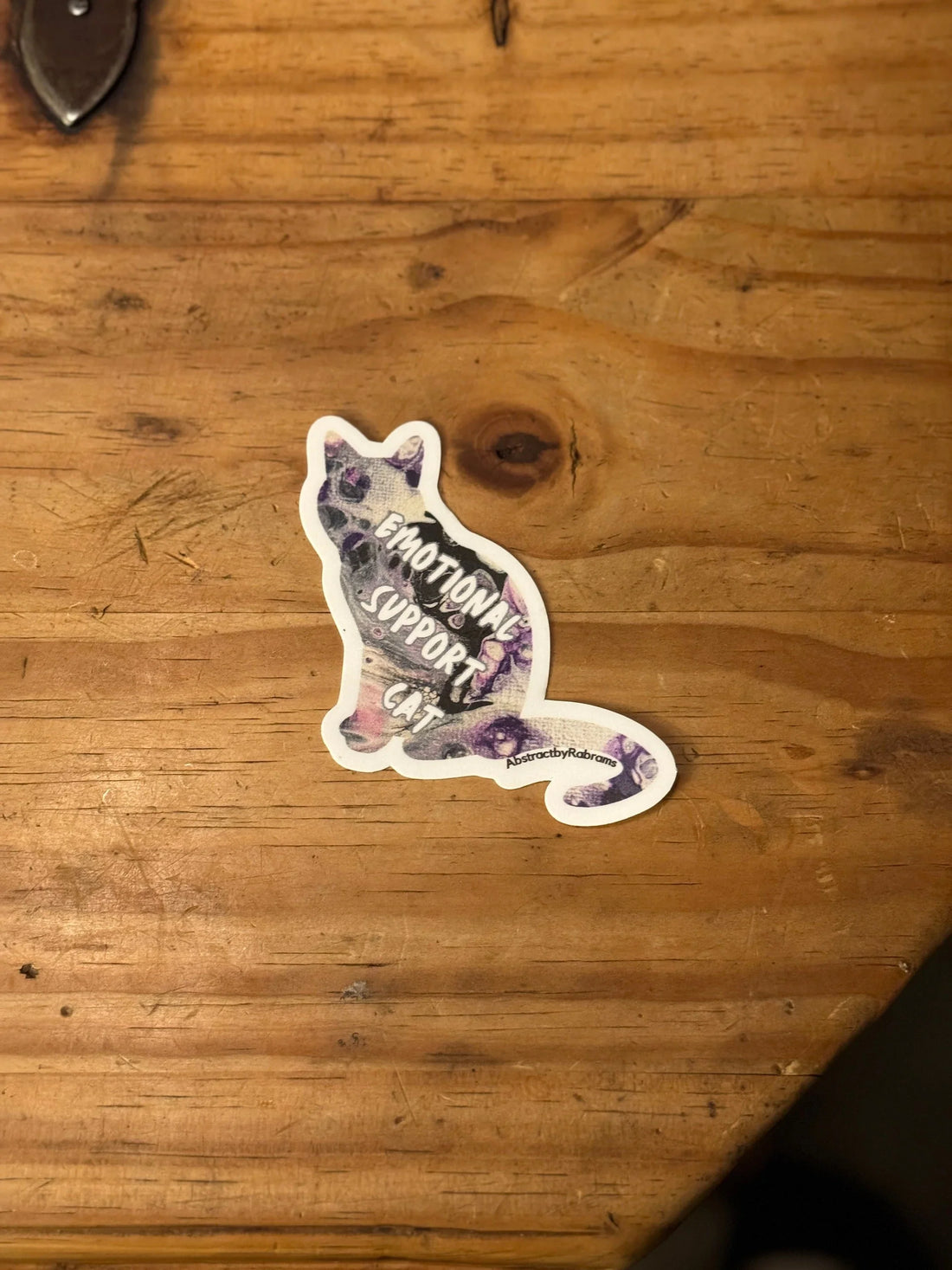 Emotional Support Cat - 3" Waterproof, Vinyl Sticker - Purple, Grey, Black and White