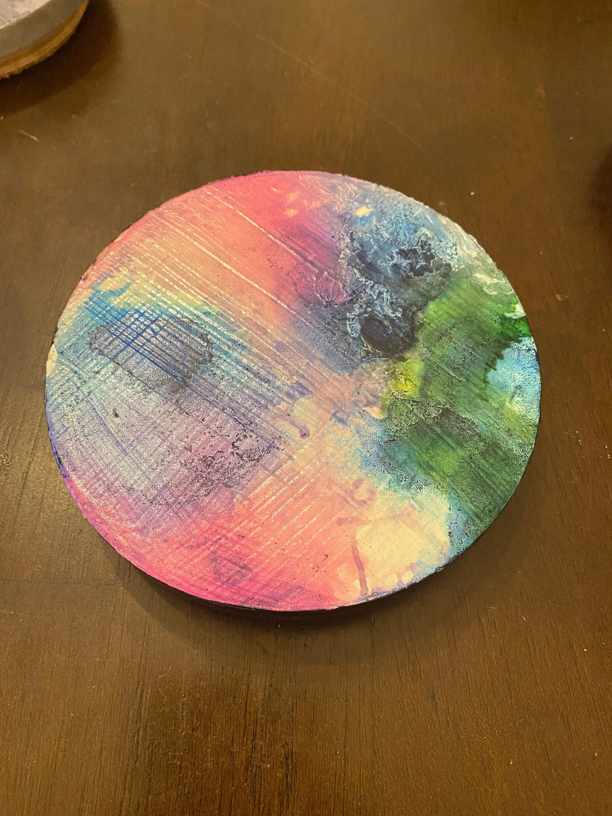 Upcycled Alcohol Ink Trivets - 4 3/5" - Abstract Kitchen - Cork Backing - Suitable for Hot and Cold items