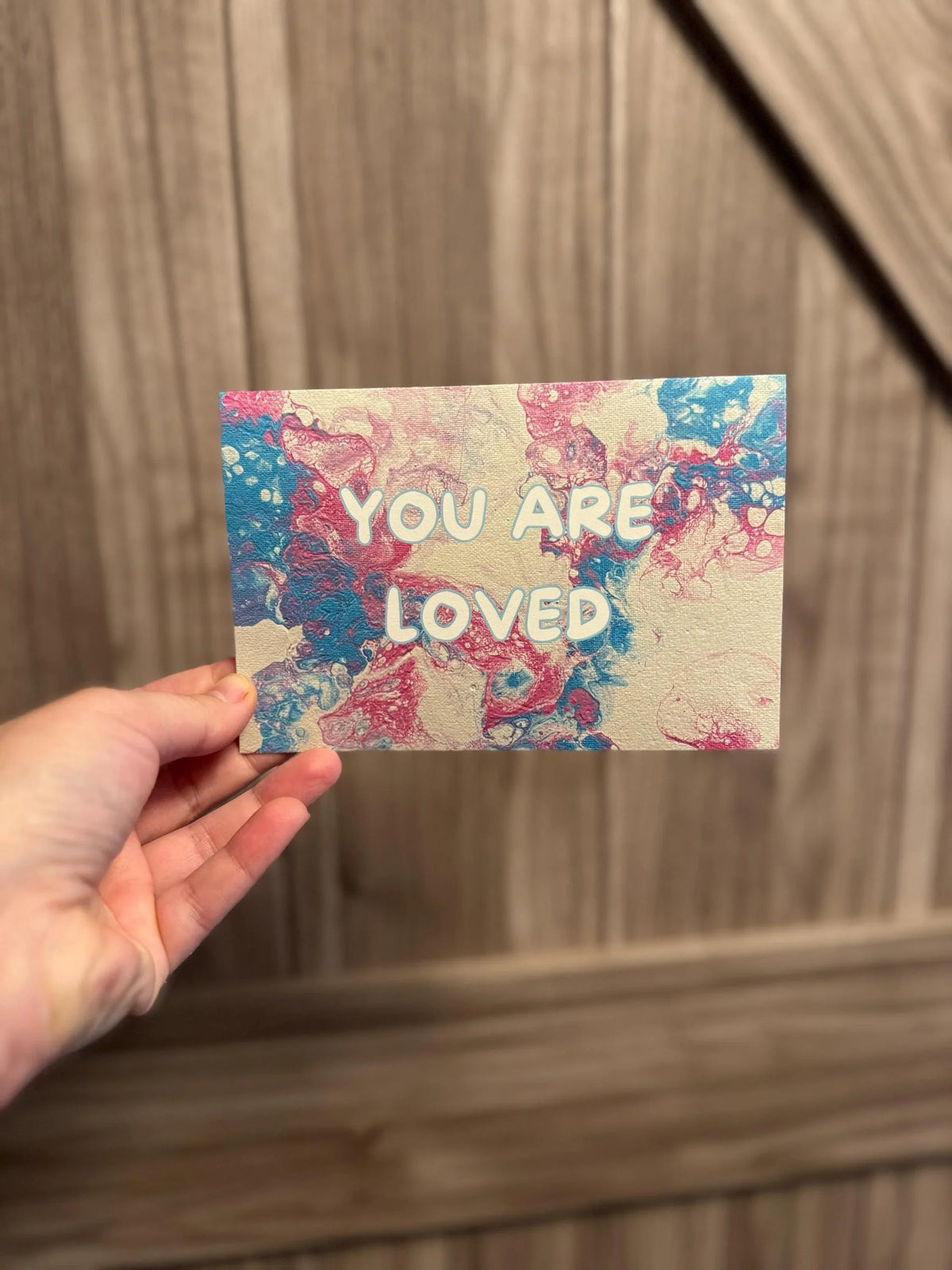You are Loved Trans Pride Greeting Card - 4"x6" - Pink and Blue - Blank Inside