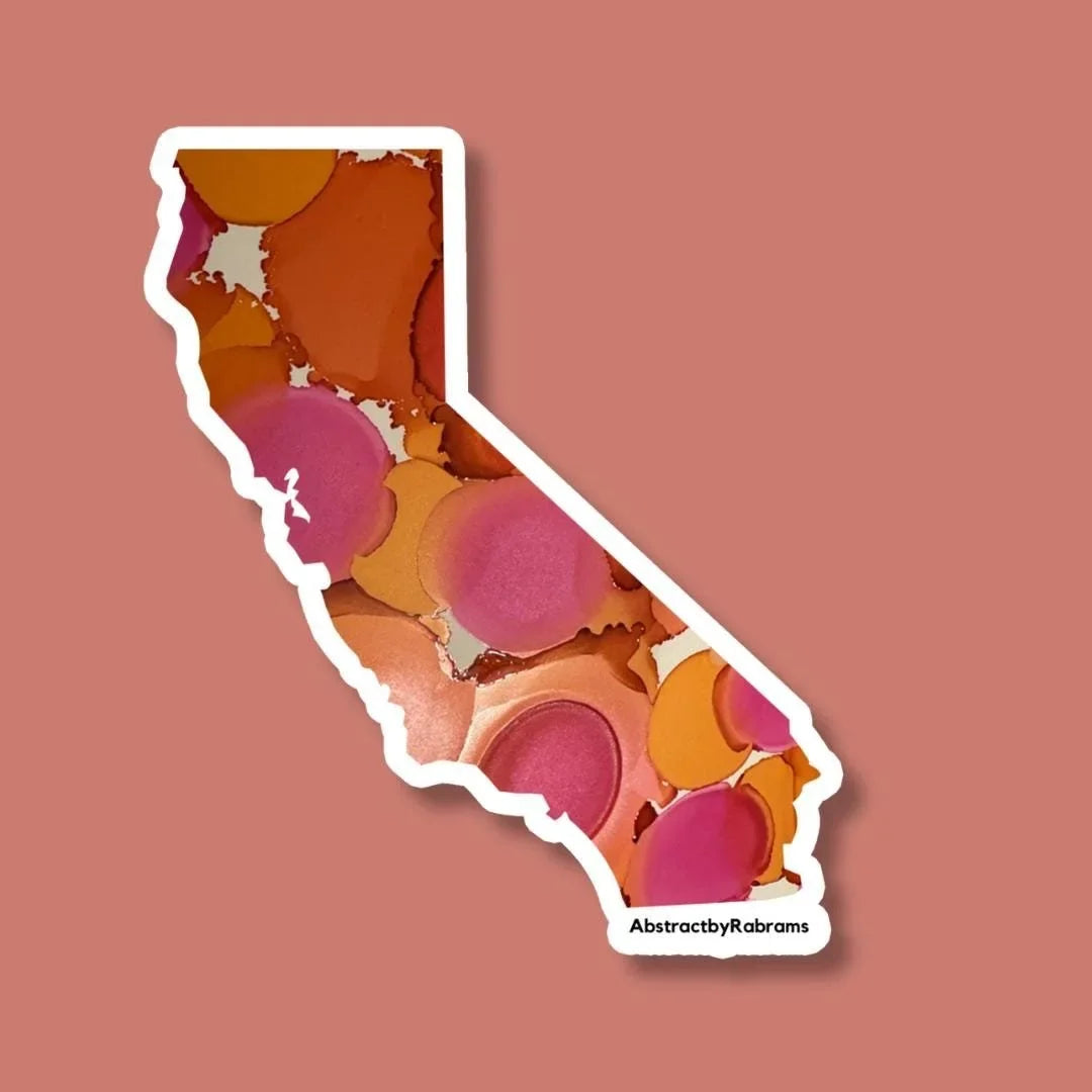 California State Sticker - 3” x 2.5" - Polypropylene - Rainbow - Sunset - Trans - LGBTQ+