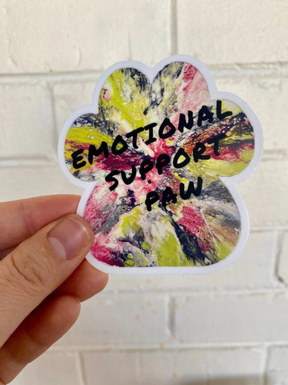 Emotional Support Paw - 3" Waterproof, Vinyl Sticker - Paw Shaped - Dog - Dog Paw