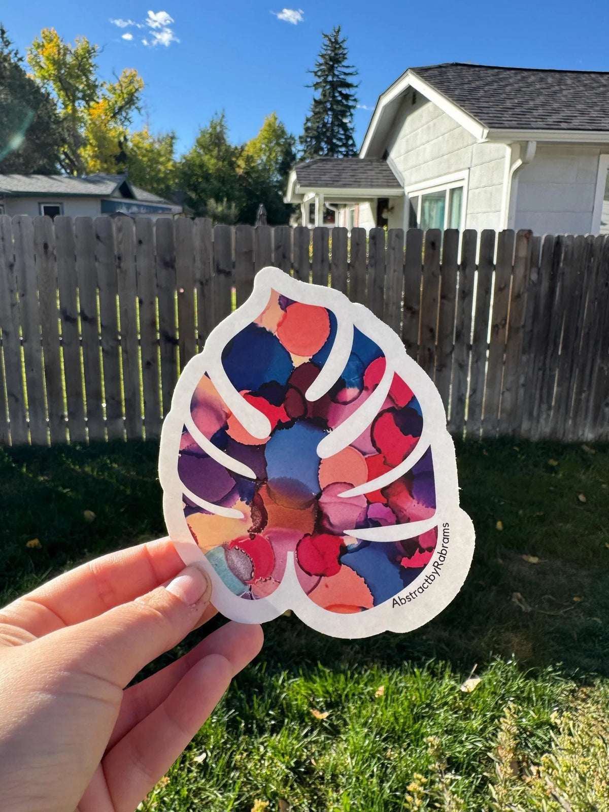 Monstera Dots Sun Catcher Window Decal, Radial Axicon, Rainbow, 4.3"x4.8"