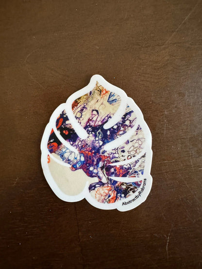 Monstera Sticker - 3″ - Pink, Blue, Purple and White - Vinyl