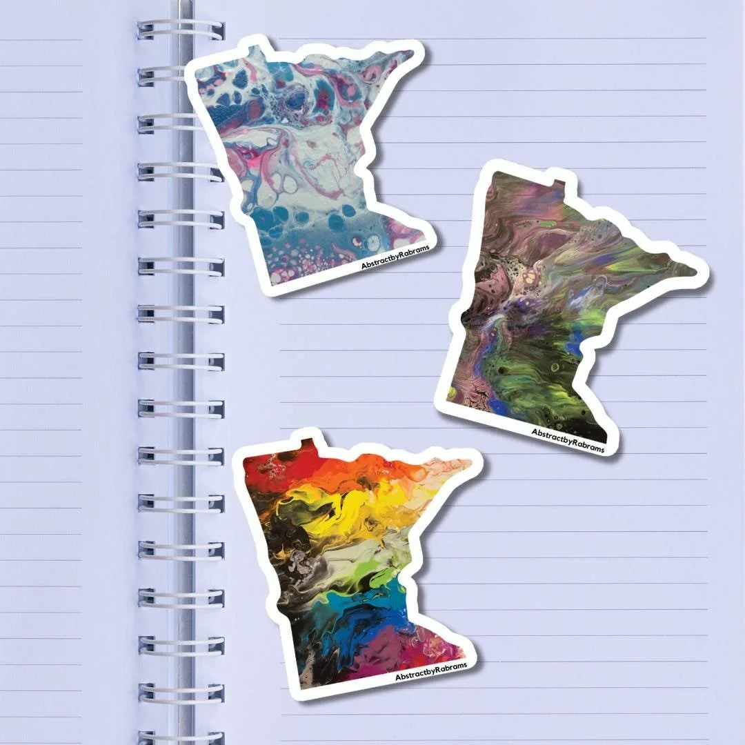 Minnesota Sticker - 3" - Rainbow, Trans Pride, and Cool Colors - Polypropylene