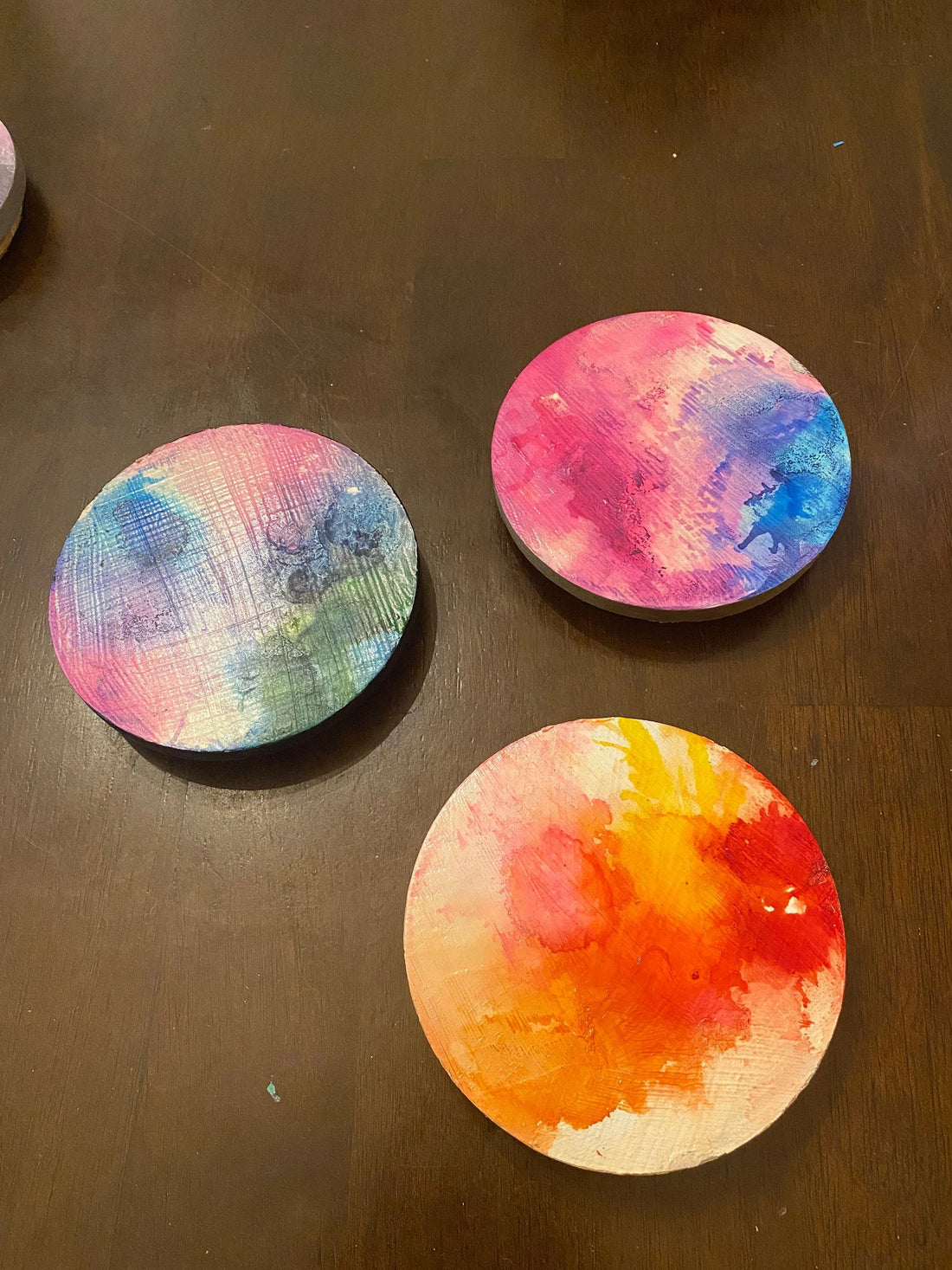 Upcycled Alcohol Ink Trivets - 4 3/5" - Abstract Kitchen - Cork Backing - Suitable for Hot and Cold items