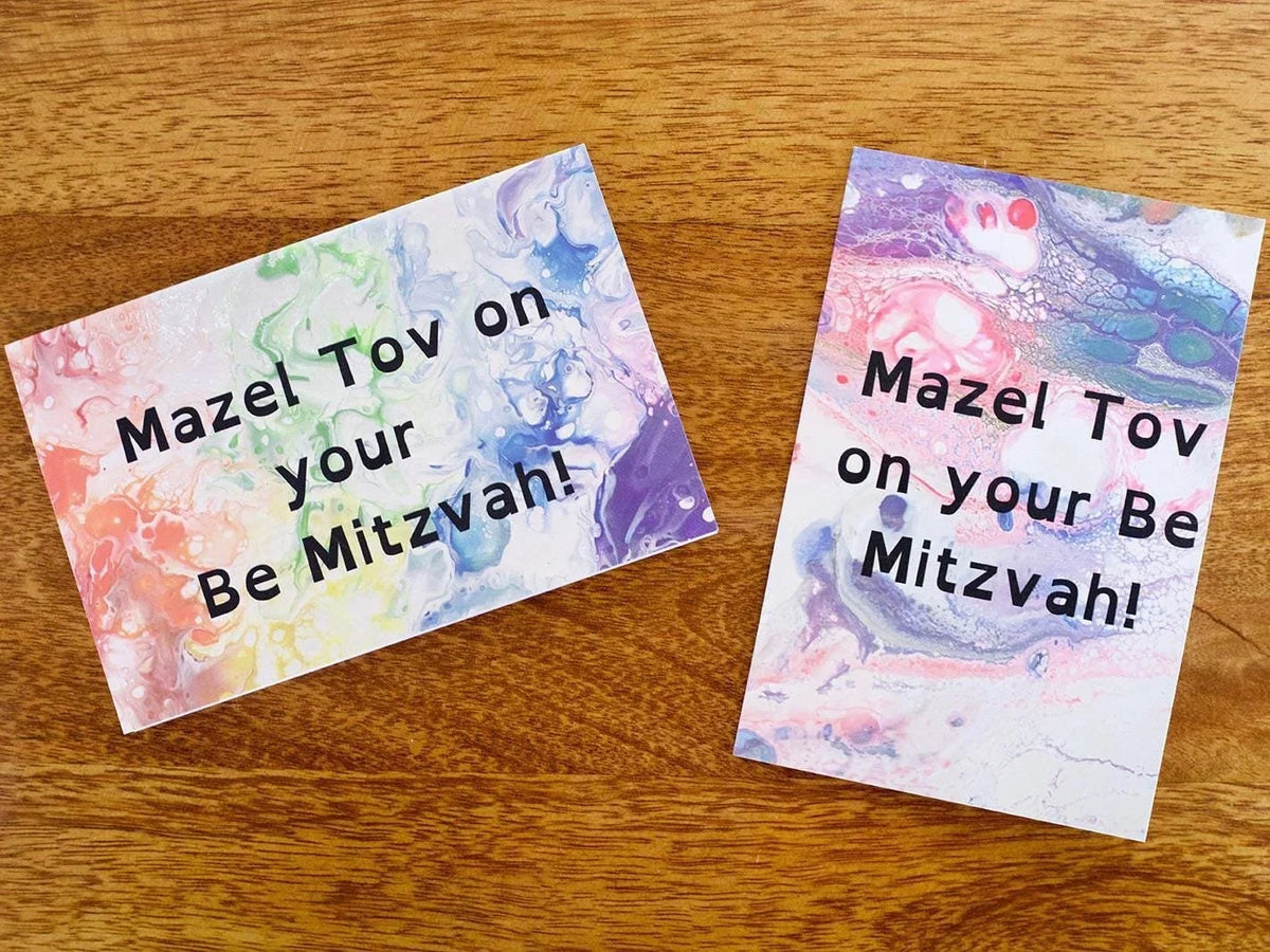 Mazel Tov on Your Be Mitzvah Greeting Card - Rainbow - Pastel - 4"x6"