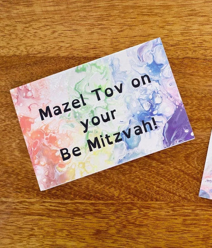 Mazel Tov on Your Be Mitzvah Greeting Card - Rainbow - Pastel - 4"x6"