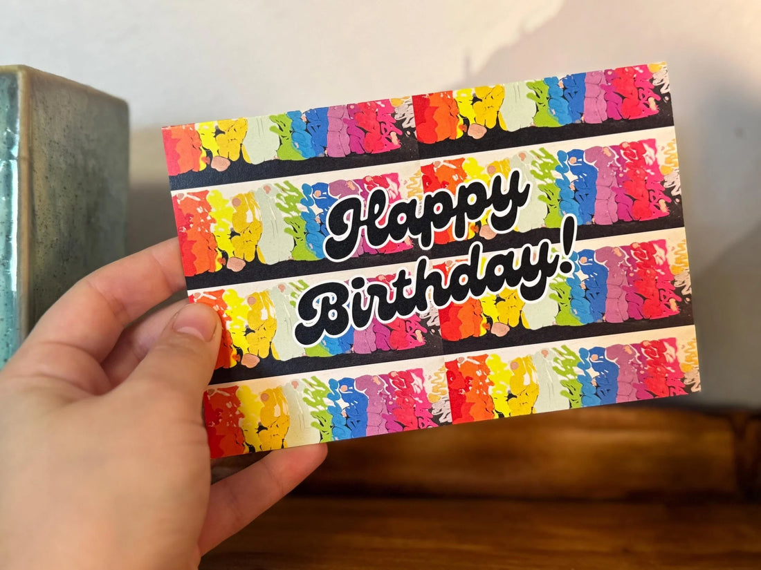 Rainbow Happy Birthday - 4"x6" - Birthday Card -  Blank Inside - 100% PCW Paper