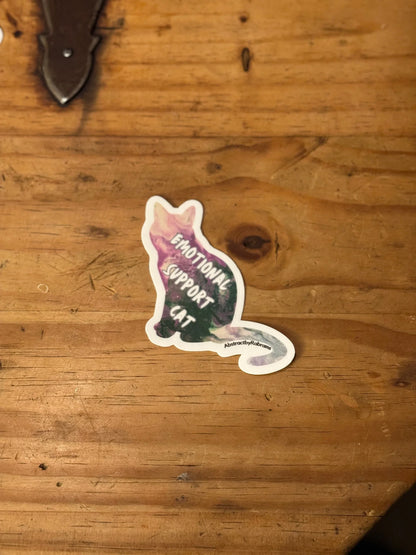 Emotional Support Cat - 3" Waterproof, Vinyl Sticker - 2.89" × 3" - Purple and Green