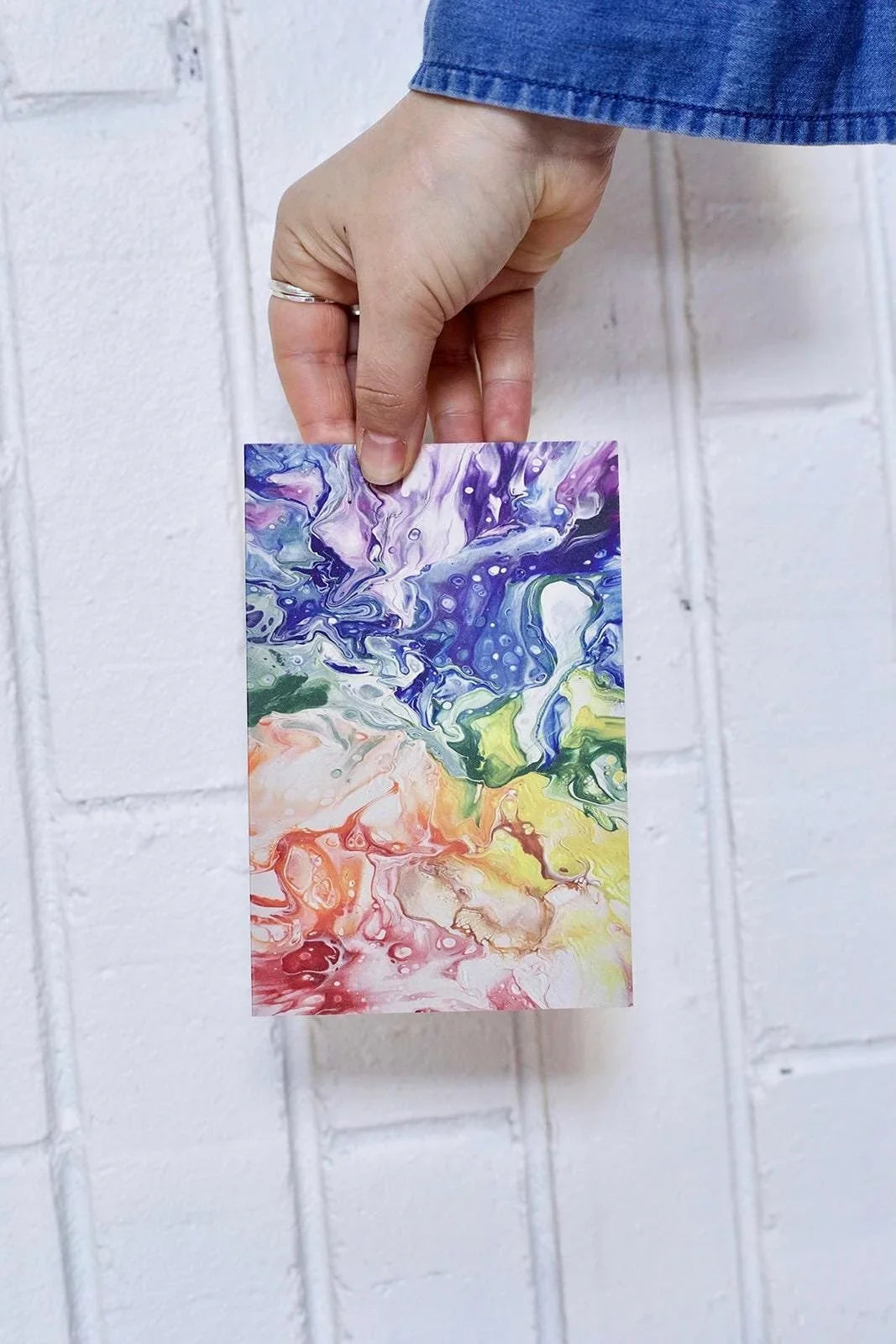 Rainbow Pour Painting Greeting Card - A2