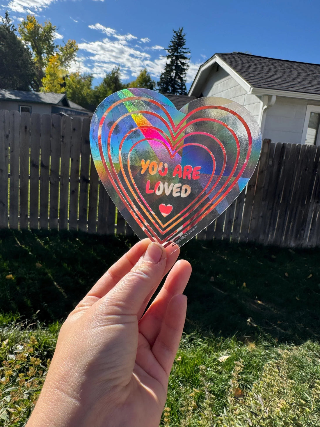 You Are Loved Suncatcher Window Decal – Rainbow Pride Decal, 4.5"x4.5"