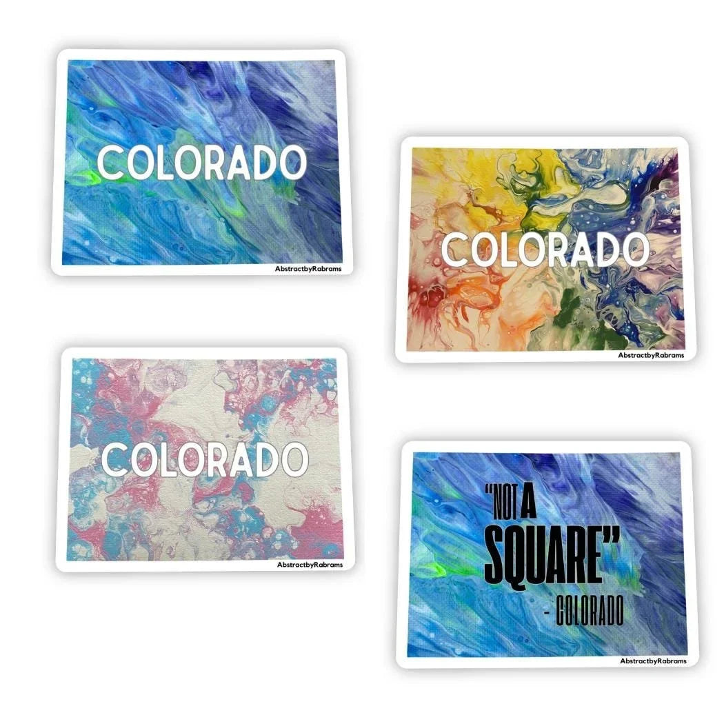 Colorado Stickers - 3"x2.3" - Vinyl - State Shape - Blue and Green