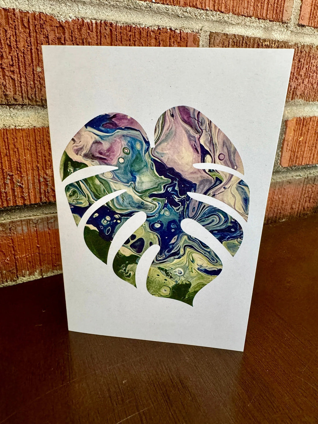 Purple, Green &amp; Blue Monstera Greeting Card - 4"x6" - 100% PCW