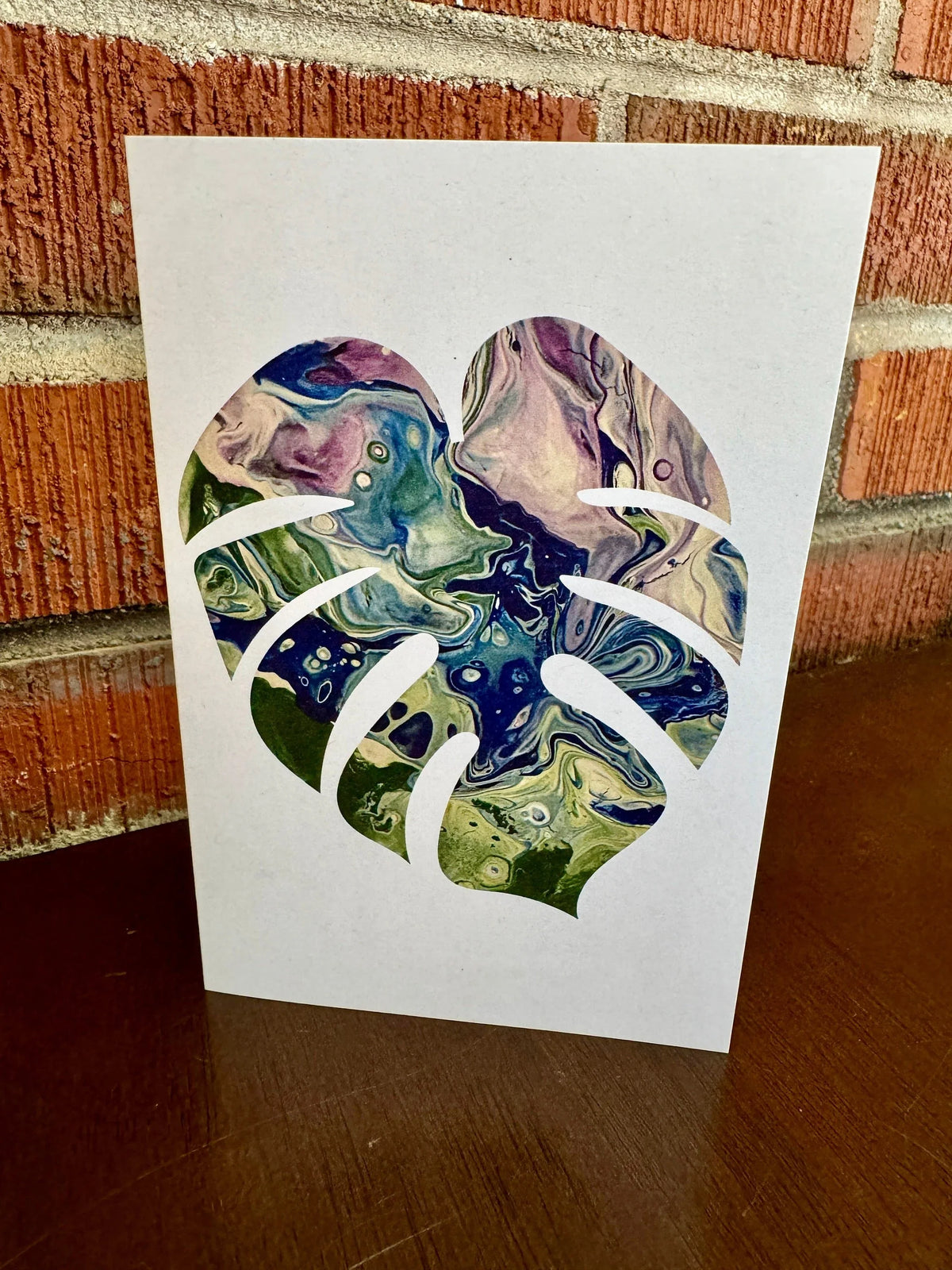 Purple, Green &amp; Blue Monstera Greeting Card - 4"x6" - 100% PCW