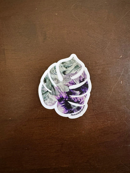 Monstera Sticker - 3″ - Purple, Gray and Black   - Vinyl
